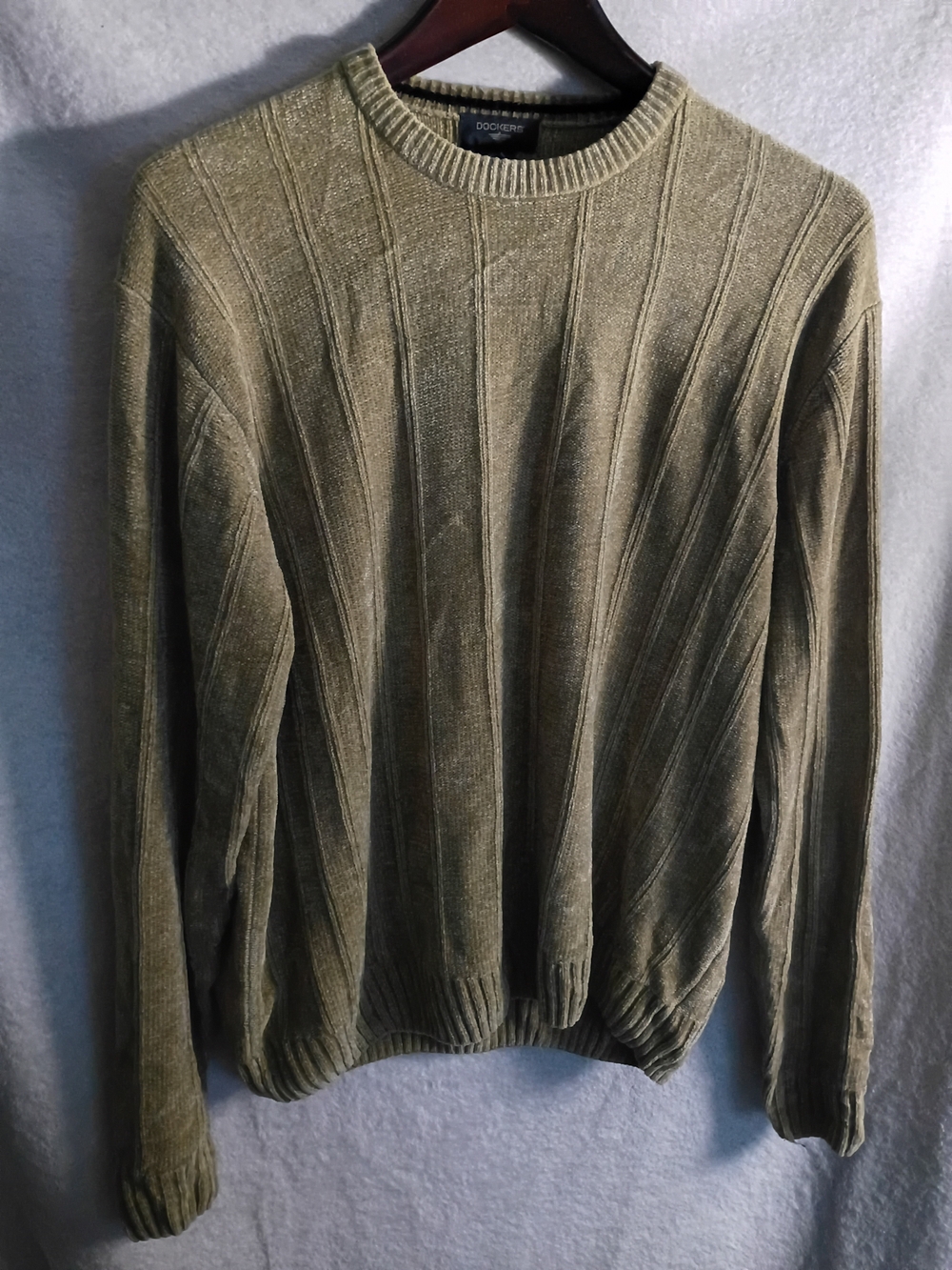 Dockers Men's Olive Ribbed Crewneck Sweater
